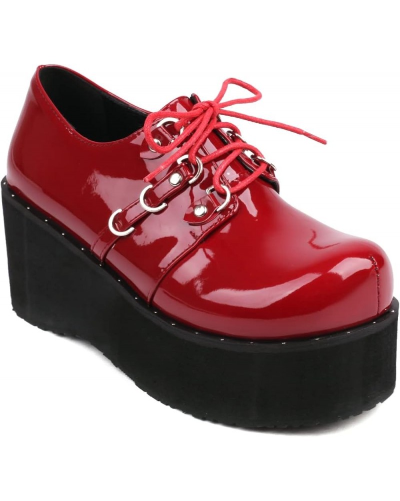 Fashion Womens Platform Heels Mary Janes 461 Red $29.27 Pumps