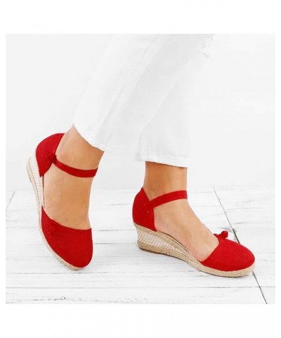 Womens Casual Gladiator Sandals Summer Fashion Slip On Cushioned Thick Sole Square Toe Flats 56-hyems-c-red $17.77 Loafers & ...