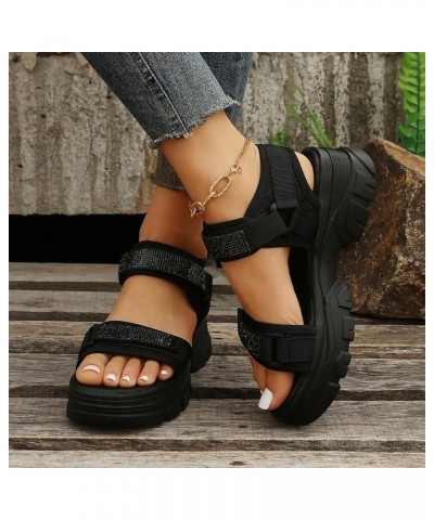 Women Sport Sandals Gold Flats For Women Dressy Wedge Sandals For Women Black Wedges Flats Wedge Sandals For Women Bea Black-...