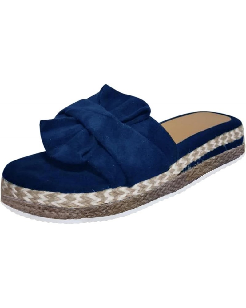 Platform Sandals Women Dressy, Summer Sandals for Women 2024 Comfy Open Toe Slip-on Espadrille Platform Sandals Blue $13.99 S...