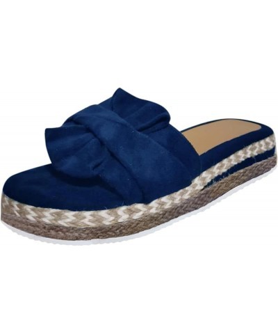 Platform Sandals Women Dressy, Summer Sandals for Women 2024 Comfy Open Toe Slip-on Espadrille Platform Sandals Blue $13.99 S...