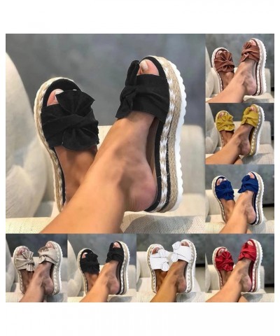 Platform Sandals Women Dressy, Summer Sandals for Women 2024 Comfy Open Toe Slip-on Espadrille Platform Sandals Blue $13.99 S...