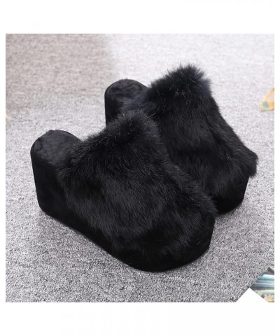 Platform Winter Women Slippers Indoor Warm Plush Indoor Shoes Black 38 $18.39 Slippers