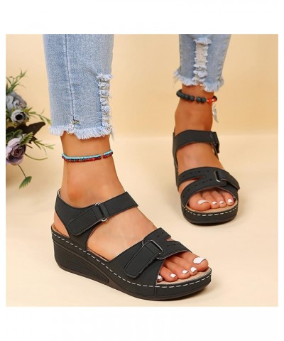 Wedge Sandals for Women with Arch Support Soft Sole Orthopedic Open Toe Sandals Summer Outdoor Hook Loop Ankle Strap Anti Sli...