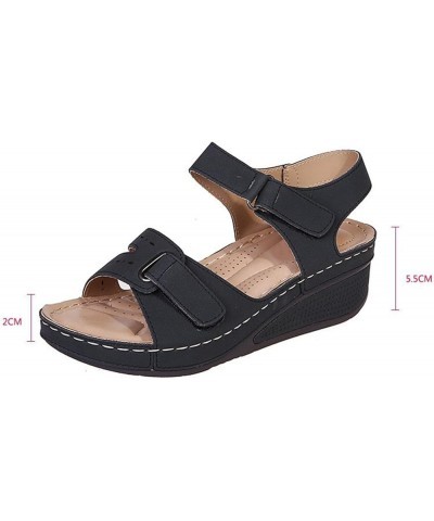 Wedge Sandals for Women with Arch Support Soft Sole Orthopedic Open Toe Sandals Summer Outdoor Hook Loop Ankle Strap Anti Sli...