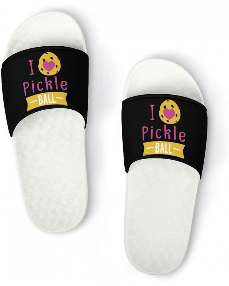 I Love Pickleball House Sandals Non Slide Bathroom Beach Slippers for Men Women 36 (230mm) White-style $15.58 Slippers