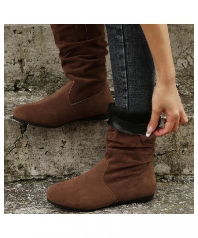 Women's Boots Casual Fashion Chunky Heel Non-Slip Mid Boots Womens Knee High Boots Low Heel Comfortable Coffee $11.70 Boots