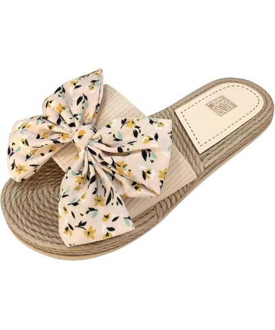 Sandals Women Dressy Summer Flat Women Colorful Flowers Flat Colorful Flowers Beach Slippers Slip On Fashion Slippers Beige $...