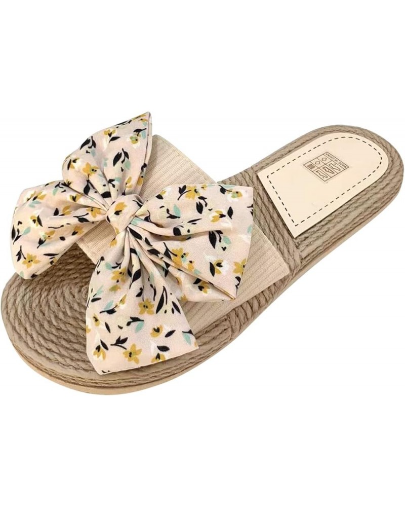 Sandals Women Dressy Summer Flat Women Colorful Flowers Flat Colorful Flowers Beach Slippers Slip On Fashion Slippers Beige $...