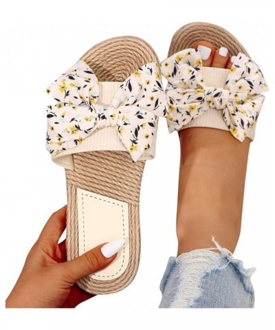 Sandals Women Dressy Summer Flat Women Colorful Flowers Flat Colorful Flowers Beach Slippers Slip On Fashion Slippers Beige $...