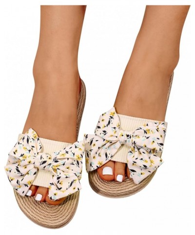 Sandals Women Dressy Summer Flat Women Colorful Flowers Flat Colorful Flowers Beach Slippers Slip On Fashion Slippers Beige $...