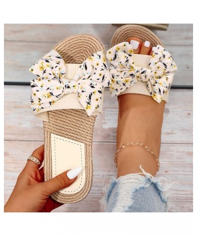 Sandals Women Dressy Summer Flat Women Colorful Flowers Flat Colorful Flowers Beach Slippers Slip On Fashion Slippers Beige $...