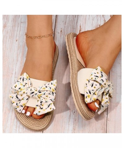 Sandals Women Dressy Summer Flat Women Colorful Flowers Flat Colorful Flowers Beach Slippers Slip On Fashion Slippers Beige $...