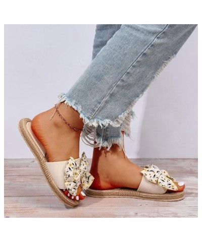 Sandals Women Dressy Summer Flat Women Colorful Flowers Flat Colorful Flowers Beach Slippers Slip On Fashion Slippers Beige $...