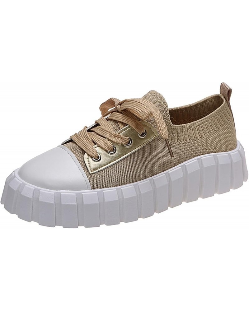 Walking Shoes for Women Wide Width Trainers Mesh Casual Women's Leather Loafers Ladies Sketcher Slip On Sneakers C-khaki $17....