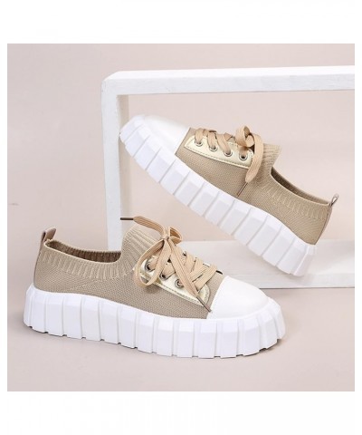 Walking Shoes for Women Wide Width Trainers Mesh Casual Women's Leather Loafers Ladies Sketcher Slip On Sneakers C-khaki $17....