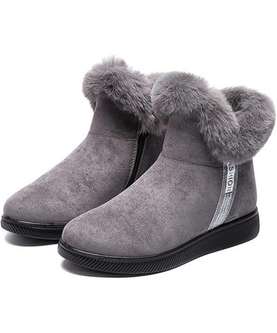 Women Winter Fuzzy Warm Fur Lined Snow Boots Waterproof Ankle Boots with Zipper Comfortable Women's Non-Slip Booties for Outd...