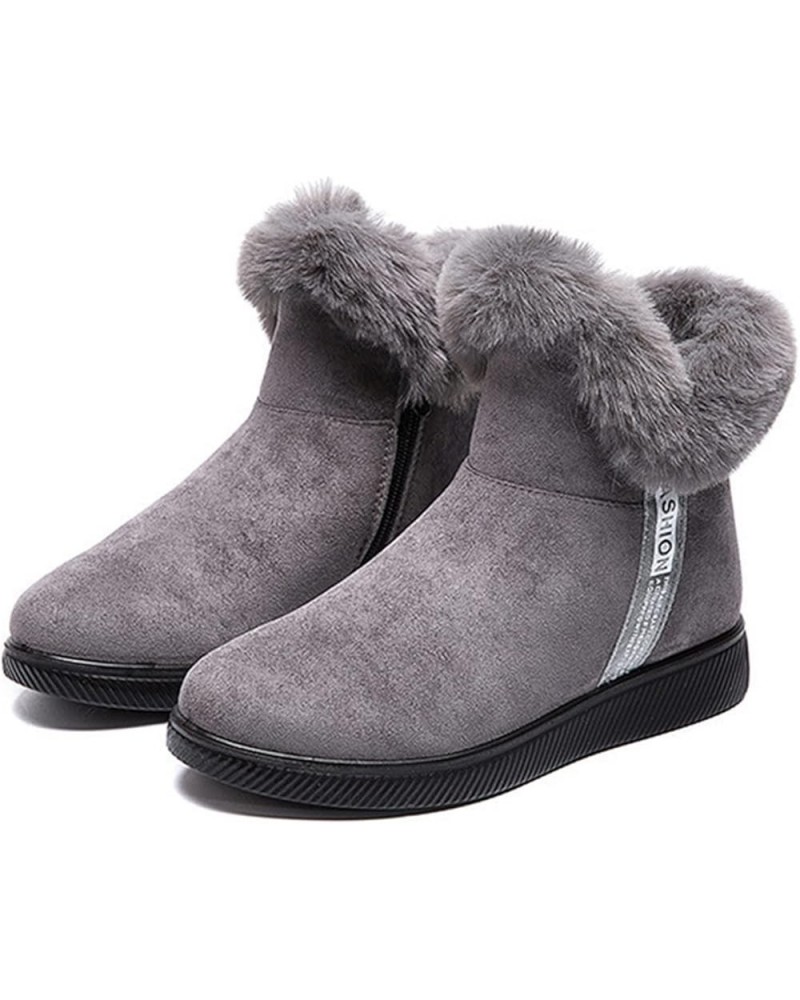 Women Winter Fuzzy Warm Fur Lined Snow Boots Waterproof Ankle Boots with Zipper Comfortable Women's Non-Slip Booties for Outd...