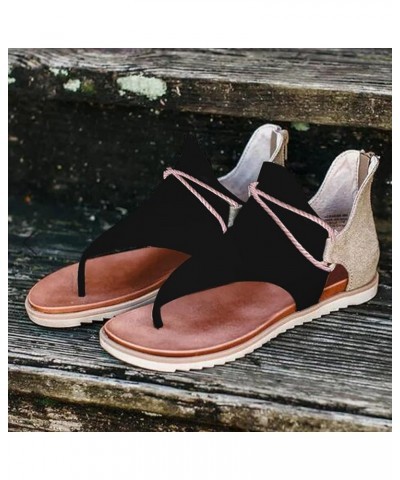 Women Summer Clip-Toe Shoes Zipper Comfy Sandals Lady Casual Beach Sandals Hard Sole Slippers Womens Sandals Black $11.41 Out...