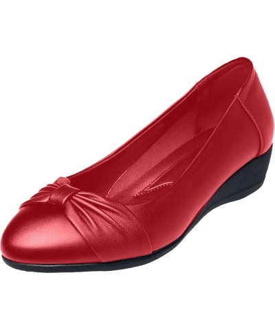 Slip ons Closed Toe Platform Flats Women's Leather Loafers Casual Shoes for Women Wide Width Dress Pumps Red $20.16 Fashion S...