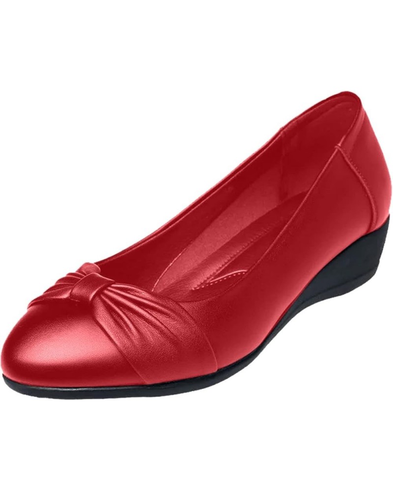 Slip ons Closed Toe Platform Flats Women's Leather Loafers Casual Shoes for Women Wide Width Dress Pumps Red $20.16 Fashion S...