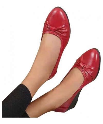 Slip ons Closed Toe Platform Flats Women's Leather Loafers Casual Shoes for Women Wide Width Dress Pumps Red $20.16 Fashion S...