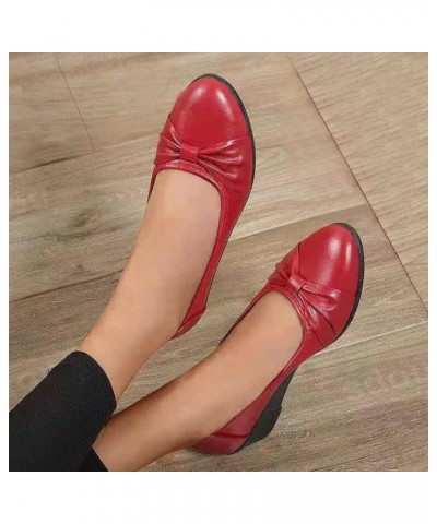 Slip ons Closed Toe Platform Flats Women's Leather Loafers Casual Shoes for Women Wide Width Dress Pumps Red $20.16 Fashion S...