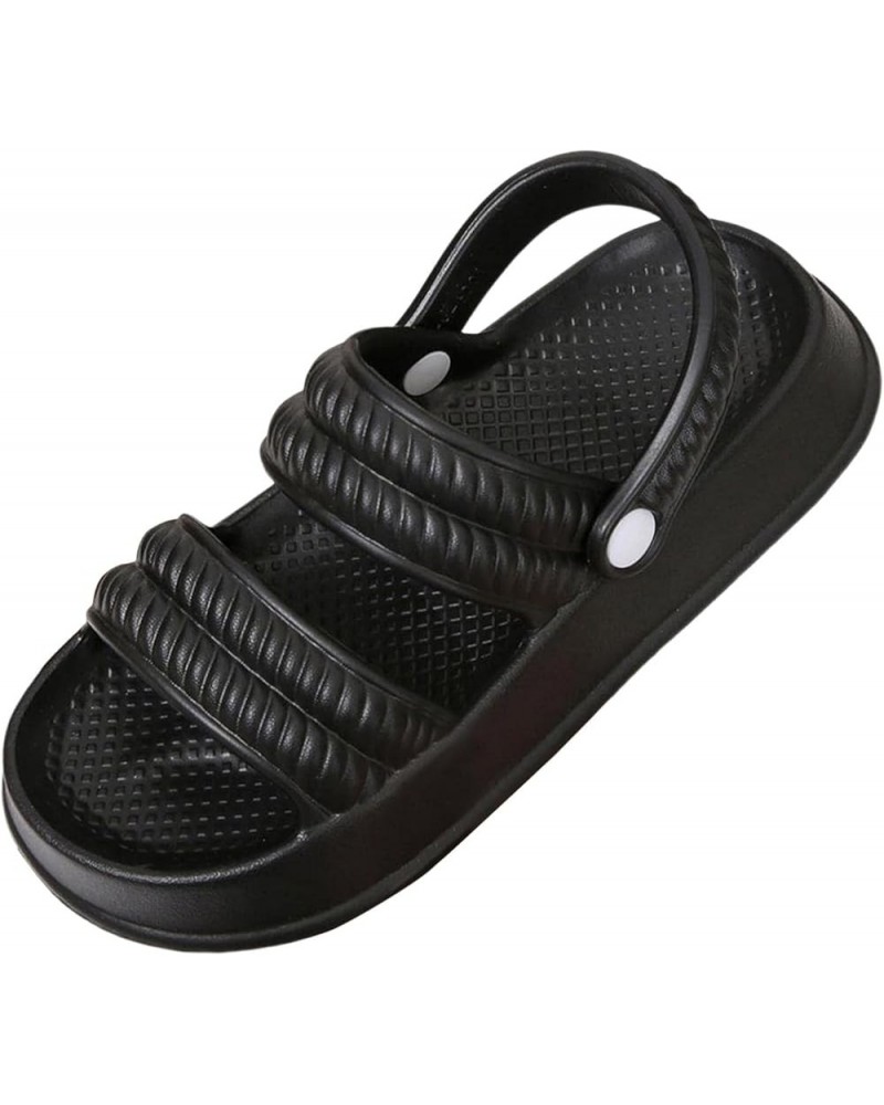 Sandals for Women Two Strap Slip On Slide Sandals Thick Sole Pillow Slippers Comfortable EVA Flat Sandals Adjustable Black $1...