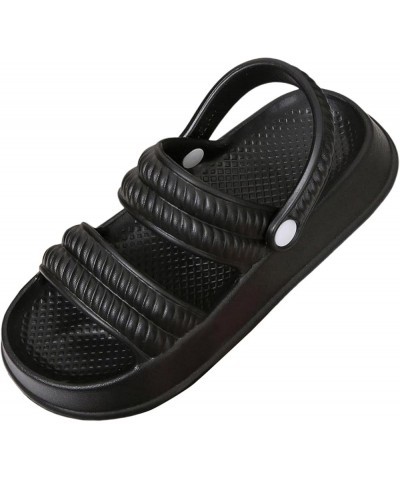 Sandals for Women Two Strap Slip On Slide Sandals Thick Sole Pillow Slippers Comfortable EVA Flat Sandals Adjustable Black $1...