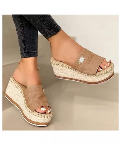 Sandals Women, Womens Sandals Non Slip Espadrille Paltform Sandals Summer Peep Toe Sandals Slippers Coffee $15.67 Sandals