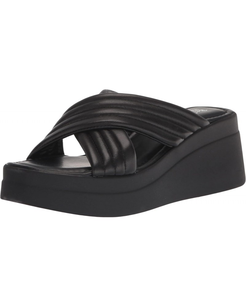 Made in Italy Women's Maz-Italy Platform Sandal Wedge, Black Leather, 6 Narrow $26.51 Sandals