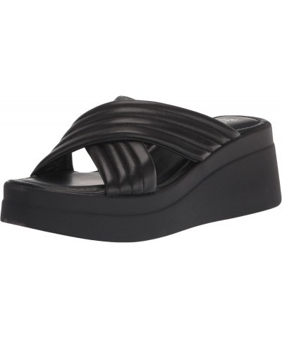 Made in Italy Women's Maz-Italy Platform Sandal Wedge, Black Leather, 6 Narrow $26.51 Sandals