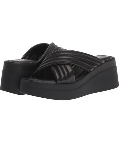 Made in Italy Women's Maz-Italy Platform Sandal Wedge, Black Leather, 6 Narrow $26.51 Sandals