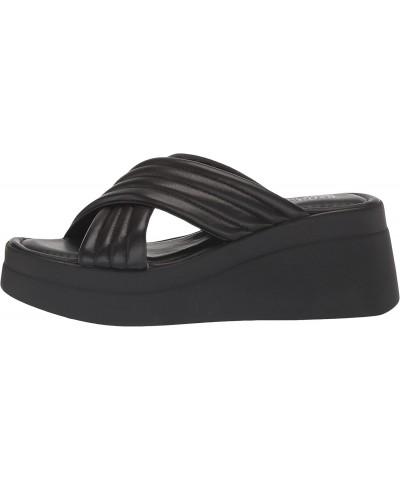 Made in Italy Women's Maz-Italy Platform Sandal Wedge, Black Leather, 6 Narrow $26.51 Sandals