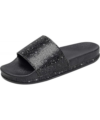 Flip Flops For Cute Slides For Womens Sandals Comfortable Slides Womens Sandal Wedge Sandals For Women Flats I-black $13.88 A...