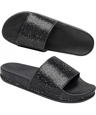 Flip Flops For Cute Slides For Womens Sandals Comfortable Slides Womens Sandal Wedge Sandals For Women Flats I-black $13.88 A...