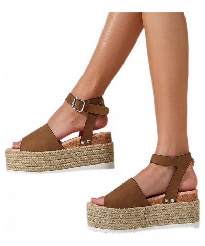 Summer Platform Sandals for Women Ankle Strap Buckle,Casual Roman Shoes Wedge Sandals Strap Open Toe Sandals Espadrilles Plat...