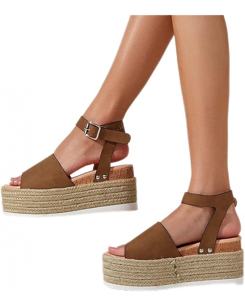 Summer Platform Sandals for Women Ankle Strap Buckle,Casual Roman Shoes Wedge Sandals Strap Open Toe Sandals Espadrilles Plat...