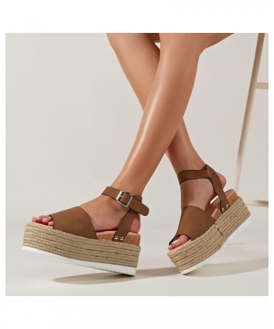 Summer Platform Sandals for Women Ankle Strap Buckle,Casual Roman Shoes Wedge Sandals Strap Open Toe Sandals Espadrilles Plat...