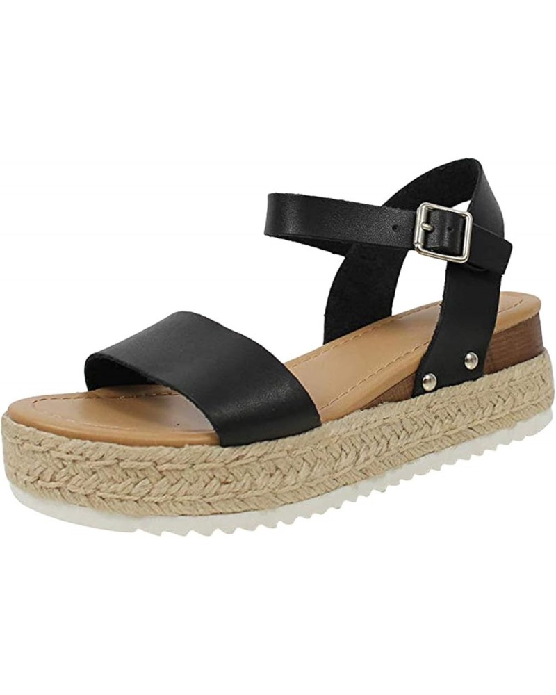 Wedge Sandals for Women Casual Open Toe Slides Slippers Summer Anti Slip Walking Shoes Wide Fit Flip Flops Sandals Black $12....