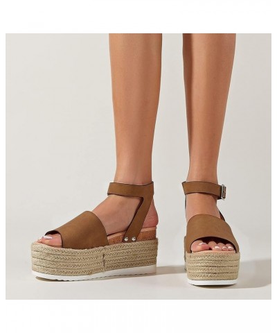 Summer Platform Sandals for Women Ankle Strap Buckle,Casual Roman Shoes Wedge Sandals Strap Open Toe Sandals Espadrilles Plat...