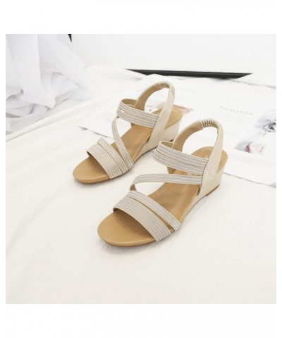 Womens Mid Wedge Heel Sandals Comfortable Soft Sole Roman Style Casual Shoes for Ladies Summer $24.94 Sandals