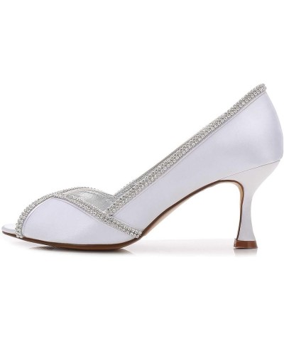 Satin Wedding Shoes Slip On Rhinestone Bridal Shoes Open Toe Women Mary Jane Low Heels Pumps Wedding Dress Shoes Red $36.98 P...