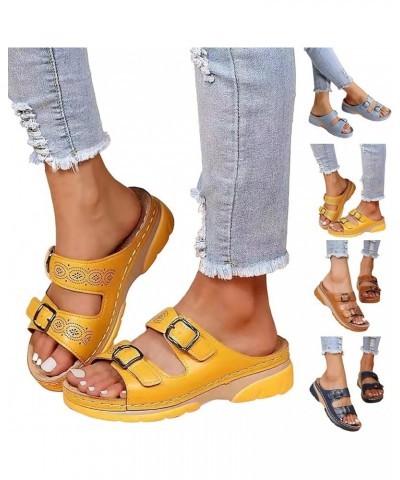 Womens Sandals Wedge Platform Sandals Slipper Lightweight Open Toe Anti Slip Casual Beach Flats Casual Shoes Khaki $12.56 San...