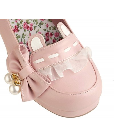 Women Bow Ankle Strap Mary Jane Pumps Comfort Round Toe Chunky Block Heels Shoes Lolita Cosplay Princess Shoes Beige $34.09 P...