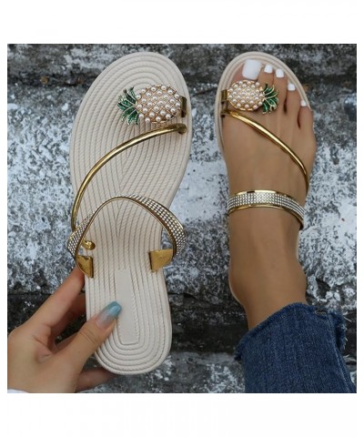 women's clip toe flat sandals, Cute Pineapple Clip Toe Flip Flops Summer Girl Beach, pearl Sweet Slippers 02_yellow $11.71 Sa...