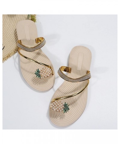 women's clip toe flat sandals, Cute Pineapple Clip Toe Flip Flops Summer Girl Beach, pearl Sweet Slippers 02_yellow $11.71 Sa...