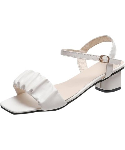 Women Sandals Open Toe Chunky Heel Ankle Strap Sandals Summer Bohemian Platform Sandal Party Dressy Shoes White-e $20.39 Sandals