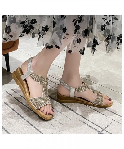 Wedge Sandals for Women Strap Espadrille Comfortable Orthopedic Sandals Beach Boho Sandals Two Strap Buckle Sandal 9-nrny-sil...