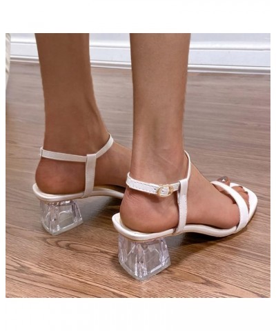 Women's Chunky High Heels, Sandals For Women Ladies Chunky Heel High Heel Bownot Casual Shoes Z 14-white $15.49 Sandals